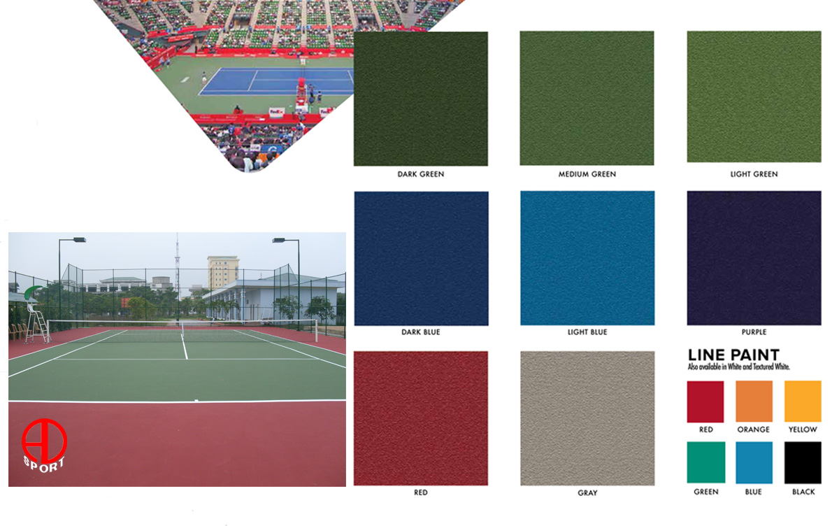 Sơn sân tennis sơn màu hoàn thiện – xanh lá đậm